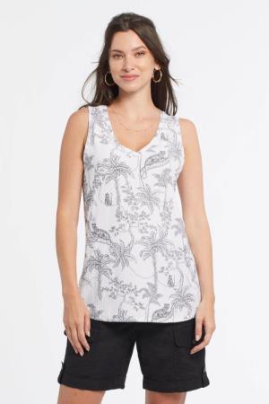 White Tank Top with Black Palm Trees