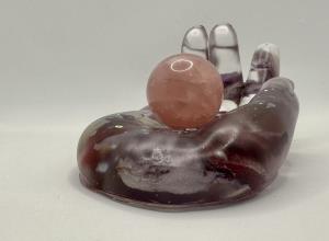 Sphere Hand Tray with Rose Quartz Crystal