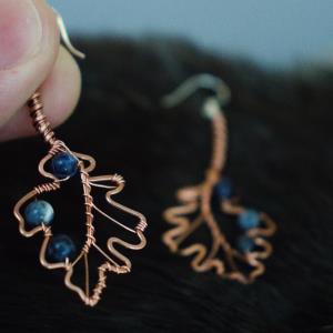English Oak Leaf Copper Earrings