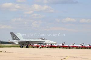 F-18 2022 Demo Jet Taxying Past Snowbirds - Photographic Print