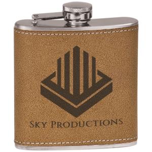 6 oz Stainless Steel Flask Leather