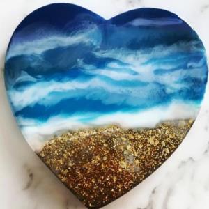 9" Heart of the Ocean Beach Wall Decor, Housewarming gift, Beach Inspired, Ocean Inspired, Coastal Art, Resin Art, Mother's Day Gift