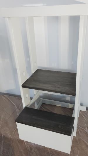 Adjustable Children's Step, Light Grey with Ebony Stain