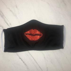 Face mask- Kiss Lips (Red Glitter) Eco friendly