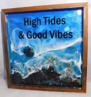 Resin Ocean Wall Hanging - High Tides & Good Vibes