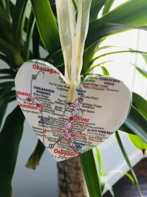 Map Ornament - Customized to Order, Gift Ideas, Mothers Day Gifts, Fathers Day Gifts, Xmas Gifts, Gifts for Him/Her, Wedding Favors
