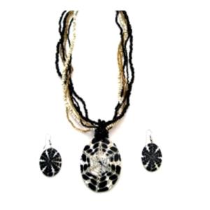 Oval Multi-Strand Shell Necklace & Earring Set