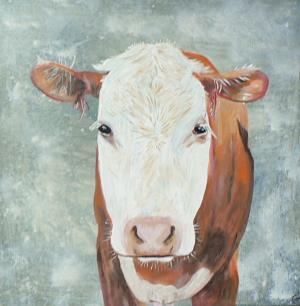 Original Acrylic Painting Hereford Cow