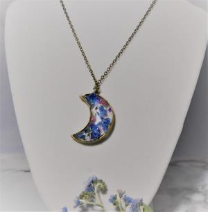 Celestial Moon Necklace in Blues & Pinks